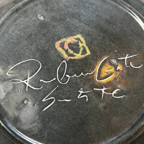 Rainbow Gate Signed Apricot Fruit Plate Hand Painted Ceramic 10.5” Vintage - Picture 6 of 8